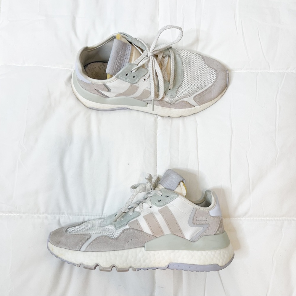 Adidas White and Blue Nite Jogger Tennis Shoes